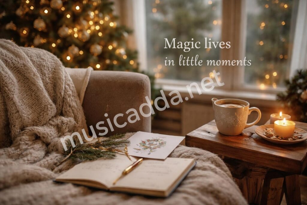 Cozy christmas quotes living room scene