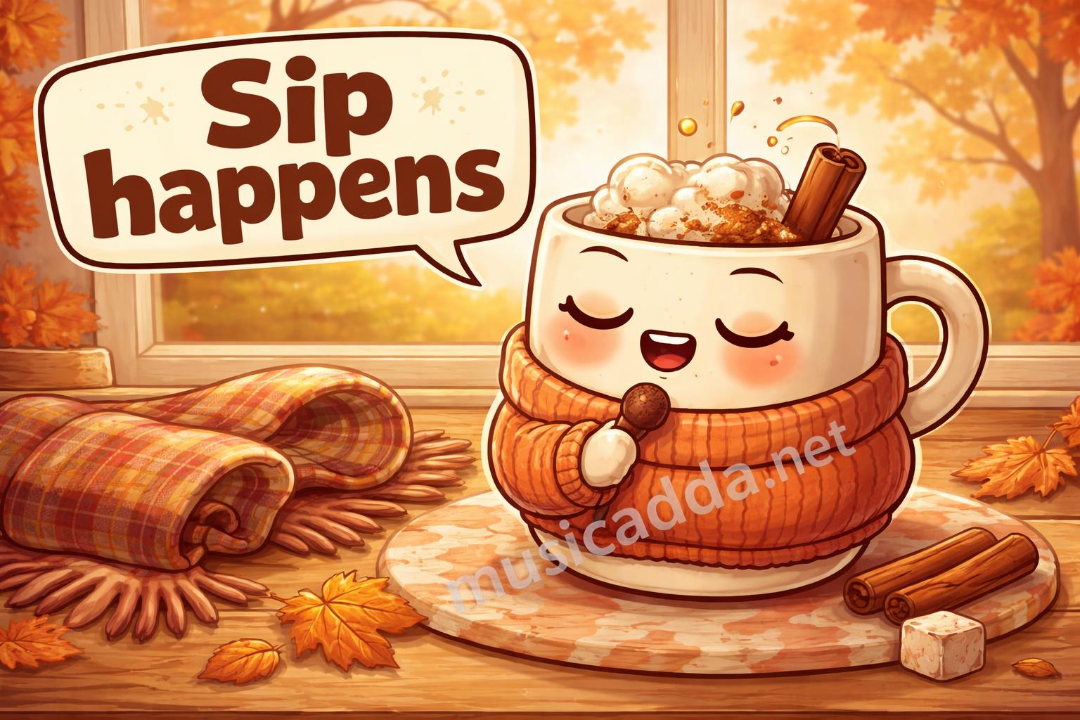 Cozy fall puns sweater and coffee