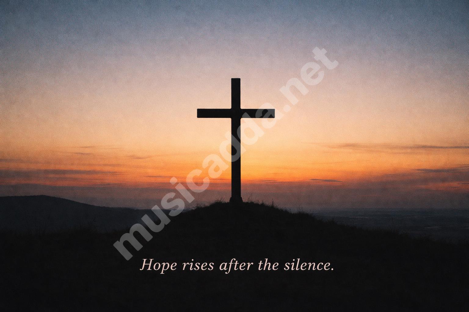 Cross on hill sunset good friday