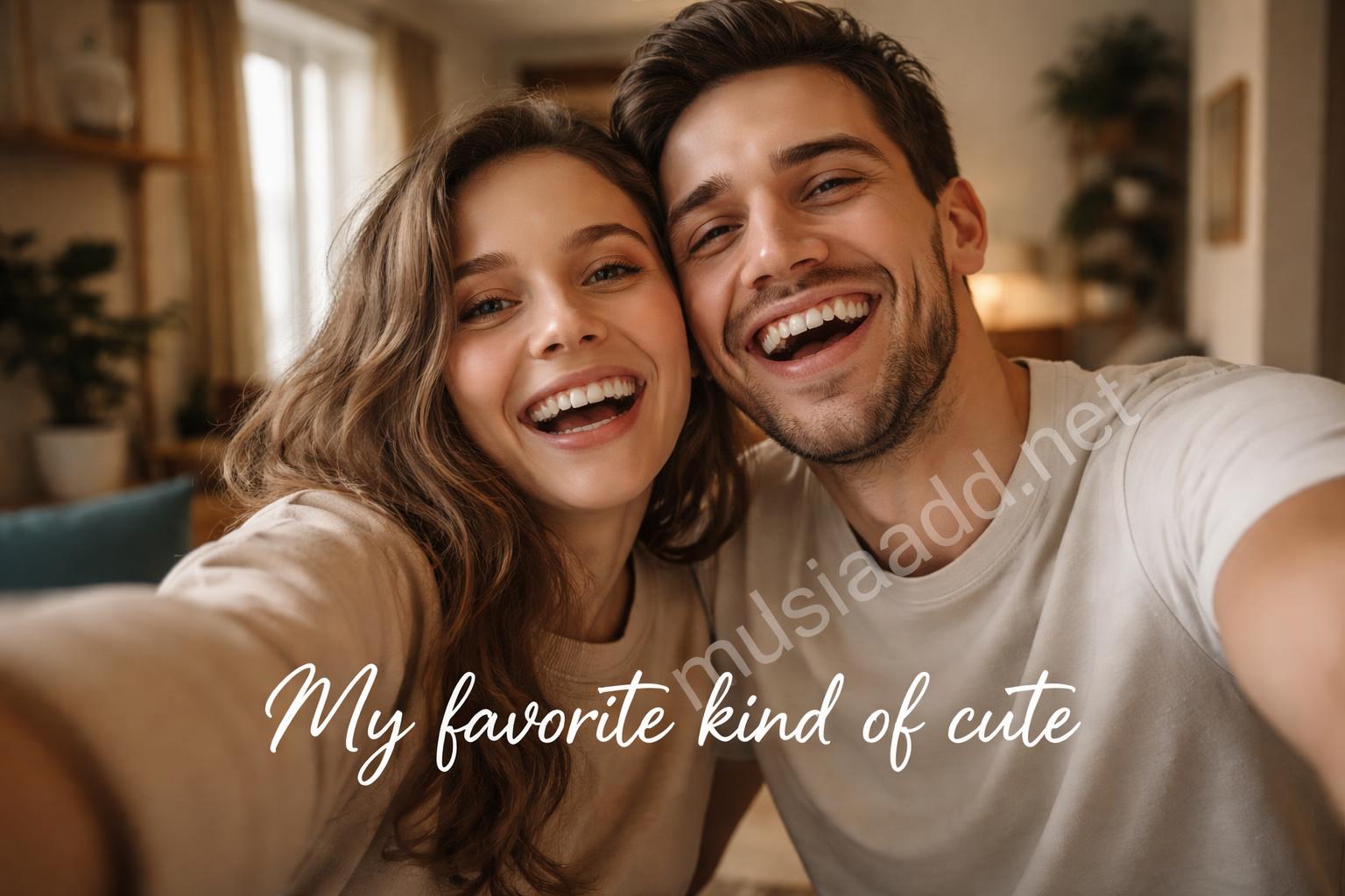 Cute couple selfie aesthetic caption