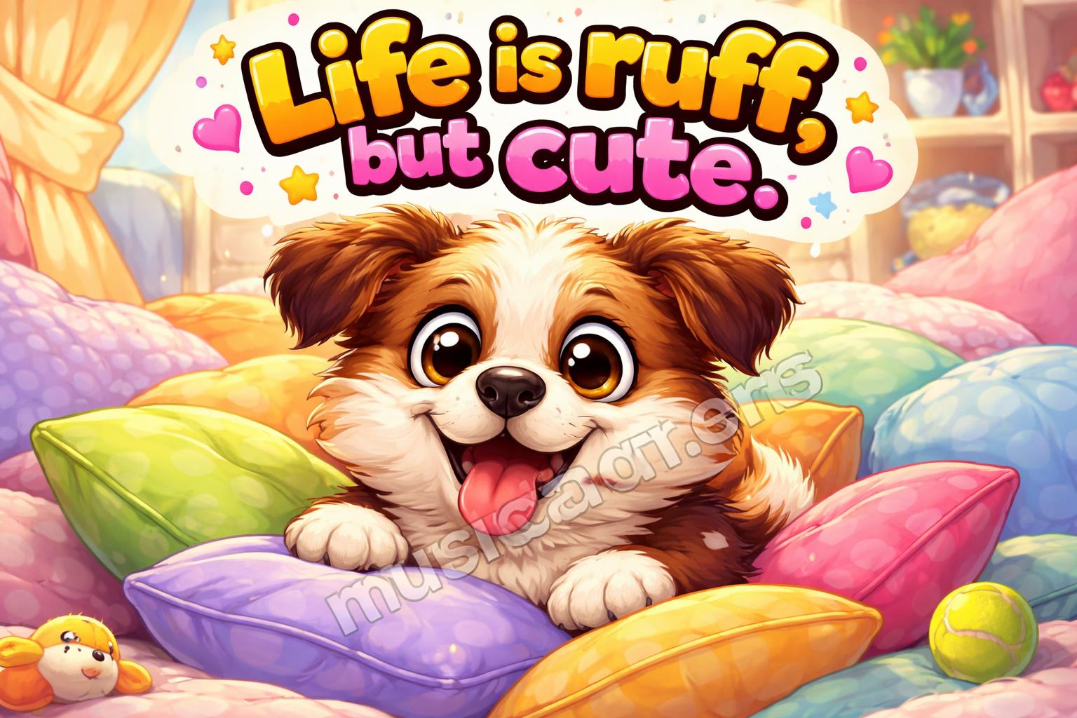 Cute dog pun captions cartoon puppy