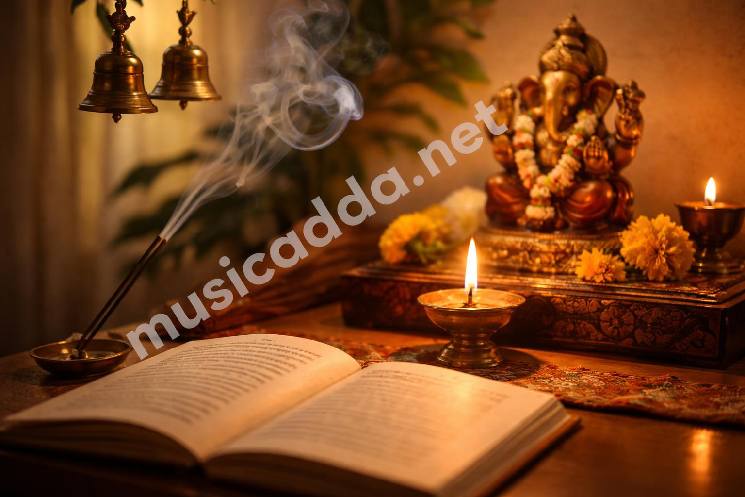 Daily ganesh aarti with diya and bells