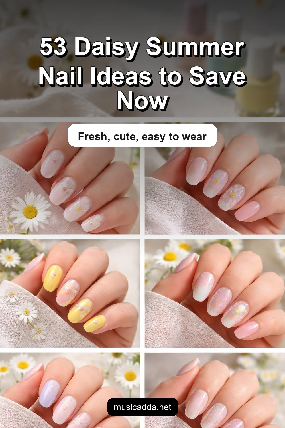 Pinterest image for 53 Daisy Summer Nails Inspo Ideas You’ll Be Obsessed With This Season