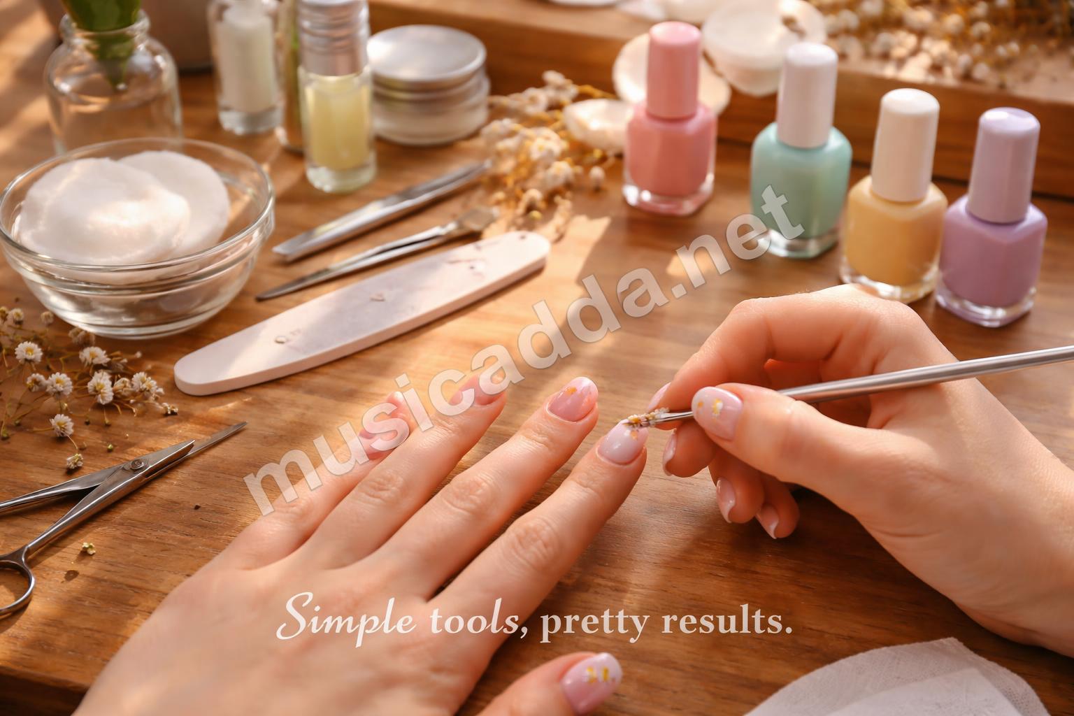 Diy pastel flower nails at home tools