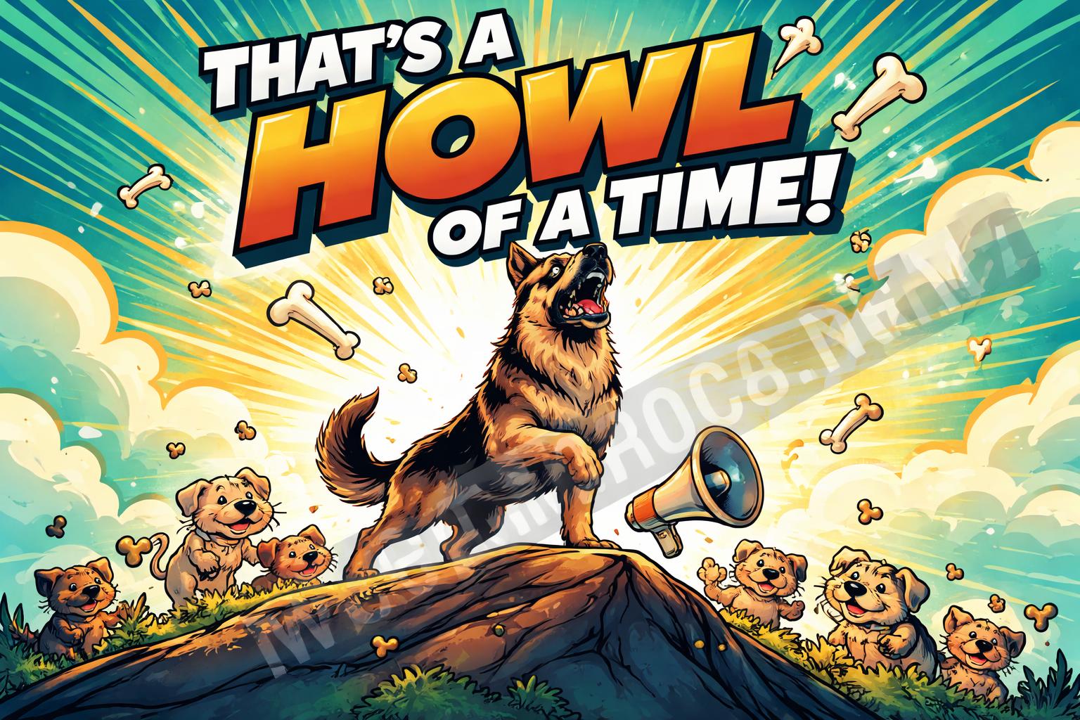 Dog bark woof comic poster