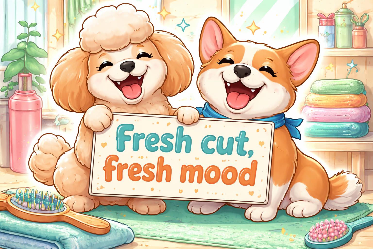 Dog grooming caption ideas happy salon poster