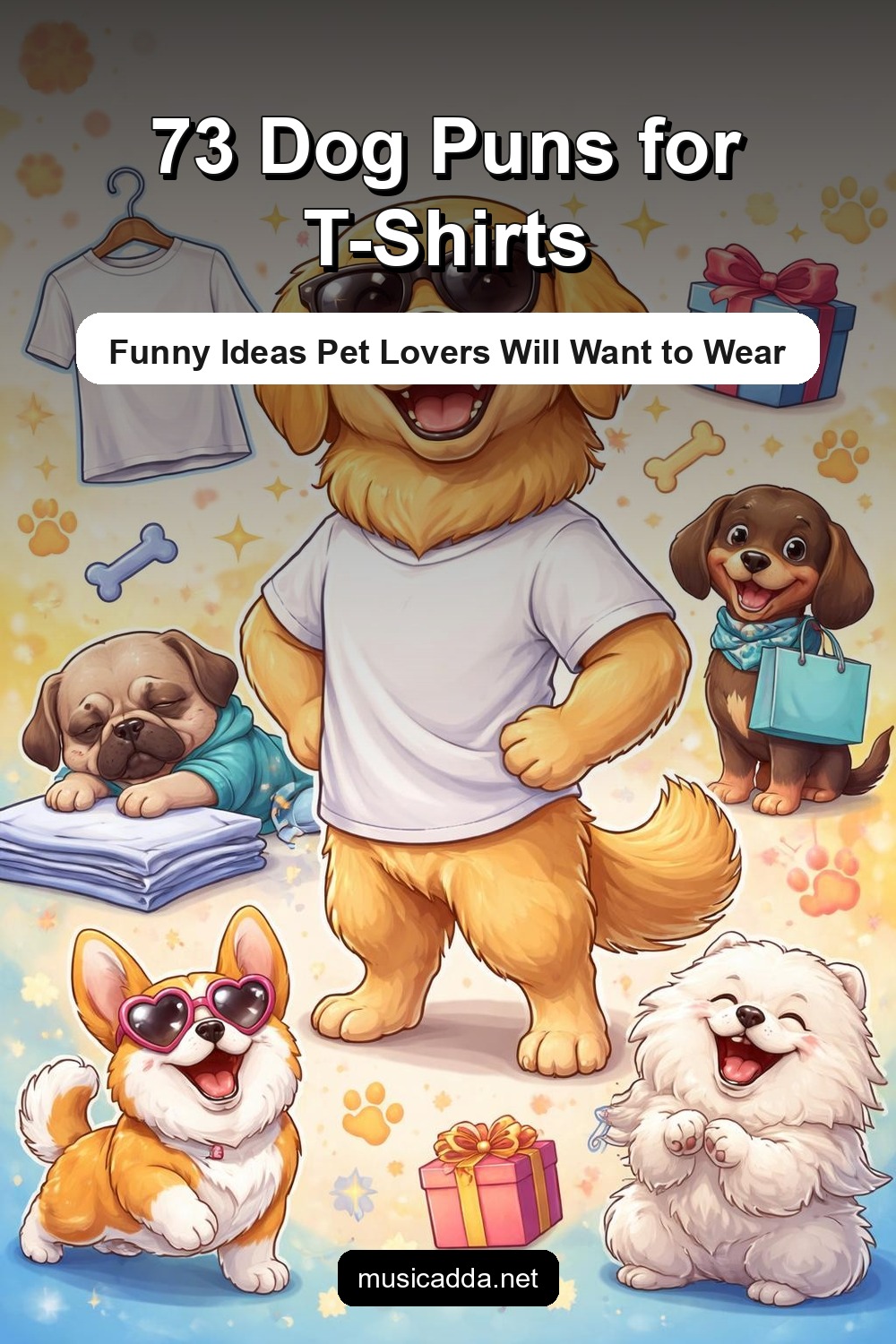 Pinterest image for 73 Dog Puns for T-Shirts Pet Lovers Will Want to Buy