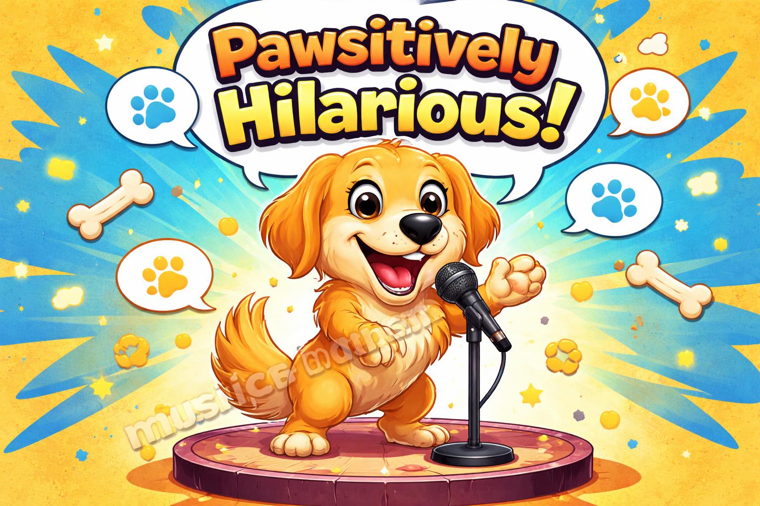 Dog puns hero cartoon poster
