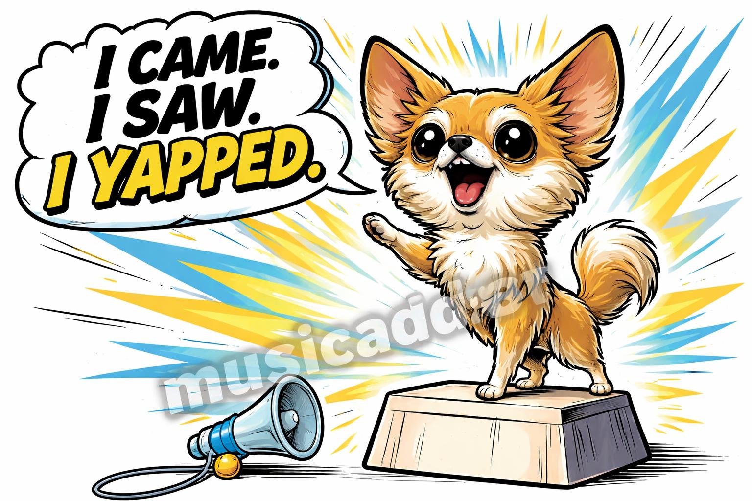 Dramatic chihuahua woof poster