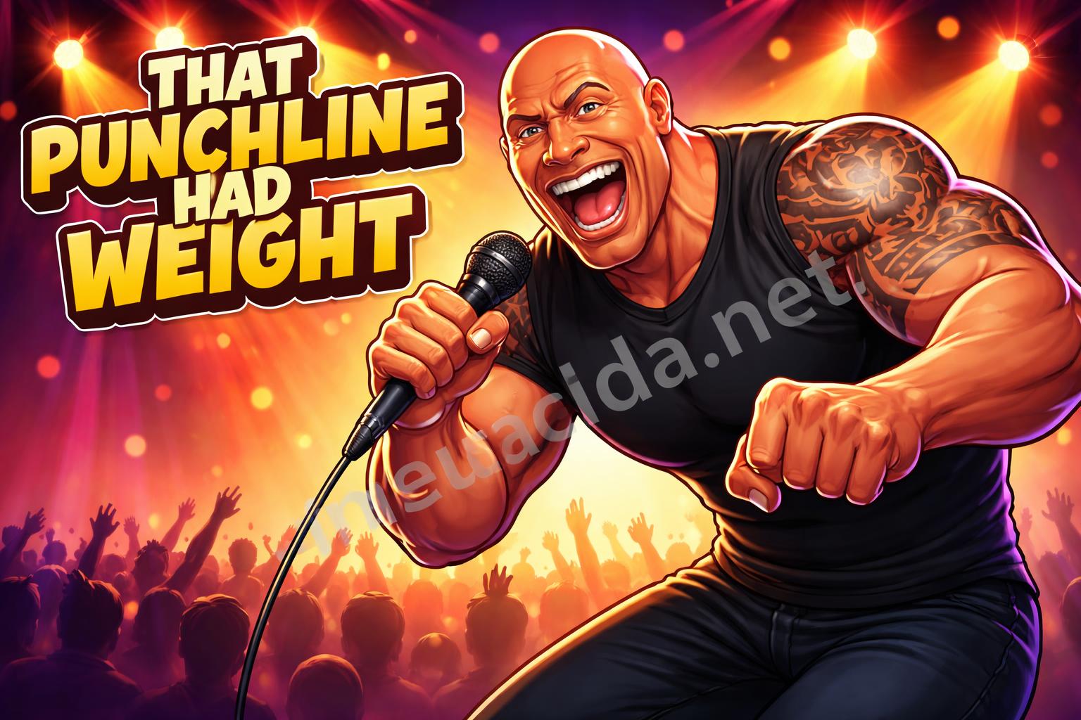 Dwayne johnson microphone stage pun