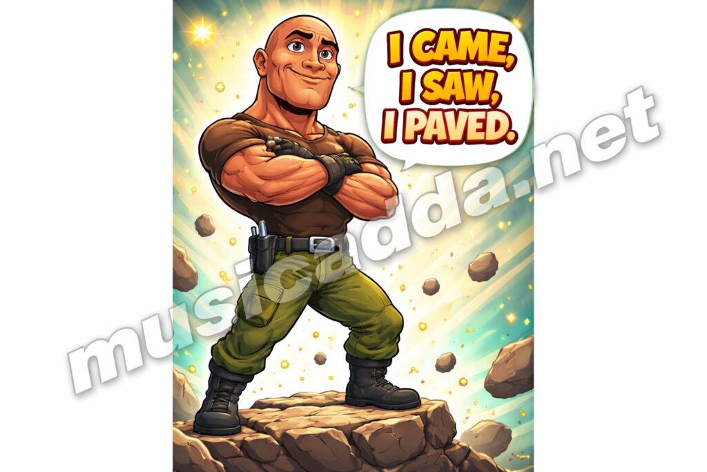 Dwayne johnson rocks pun hero cartoon