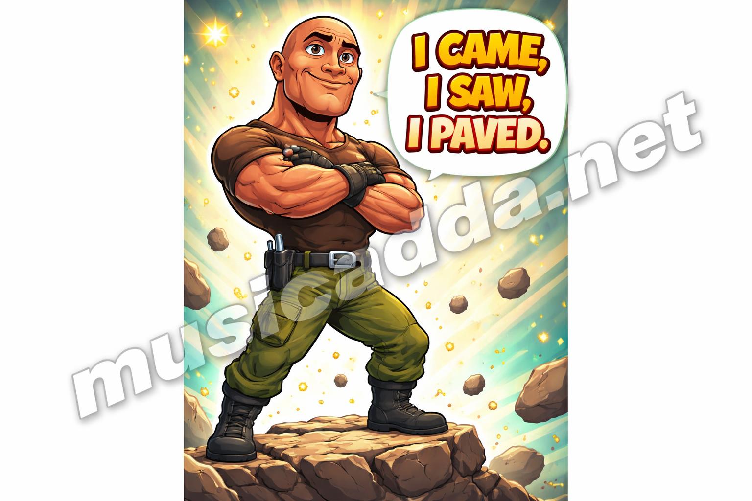 Dwayne johnson rocks pun hero cartoon