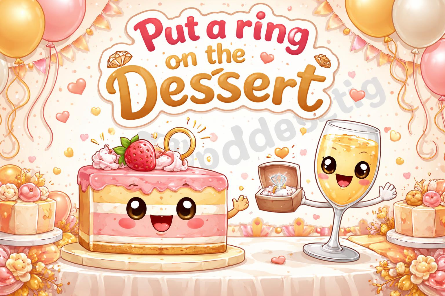 Engagement party decor caption cartoon