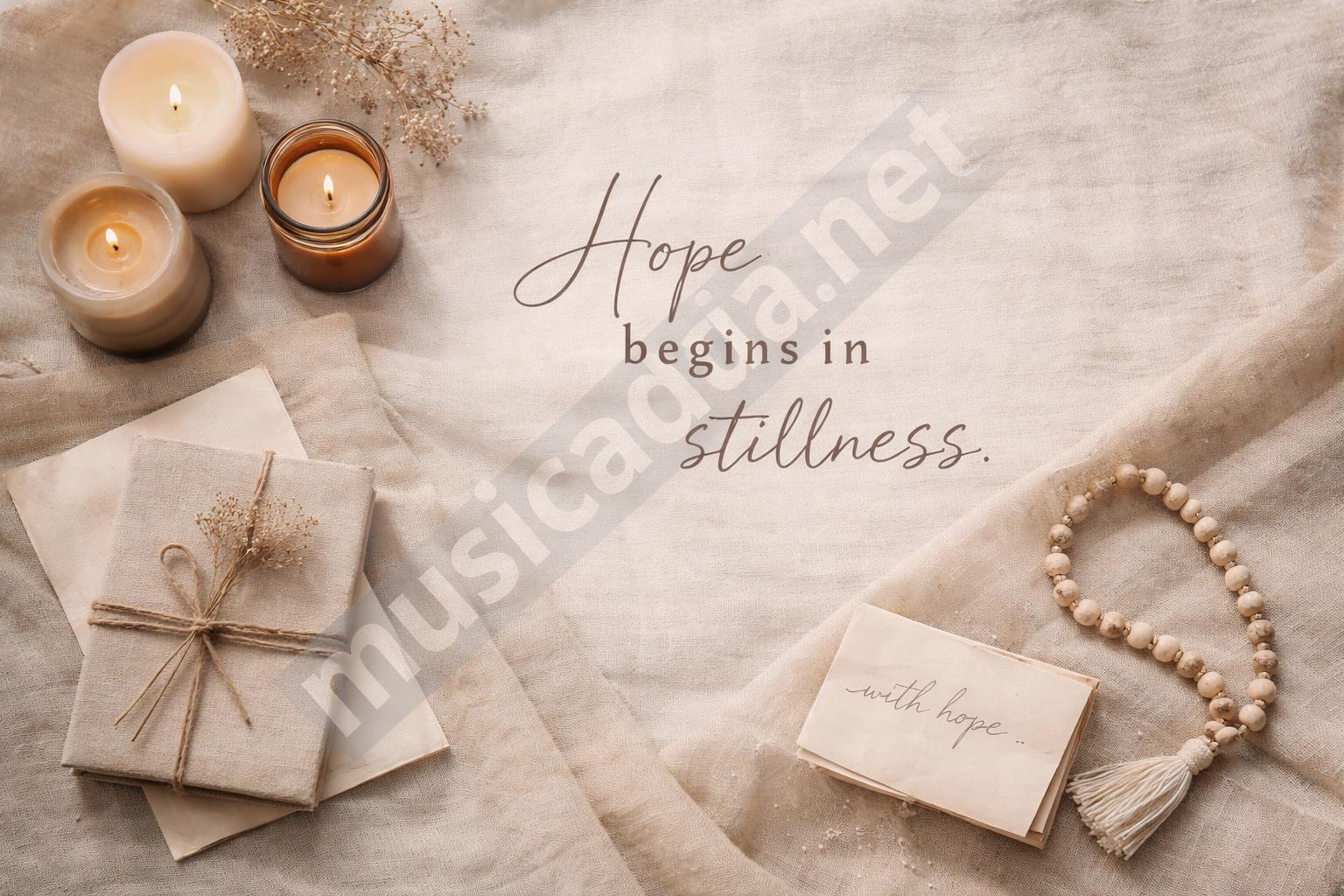 Faith hope caption flat lay with candles