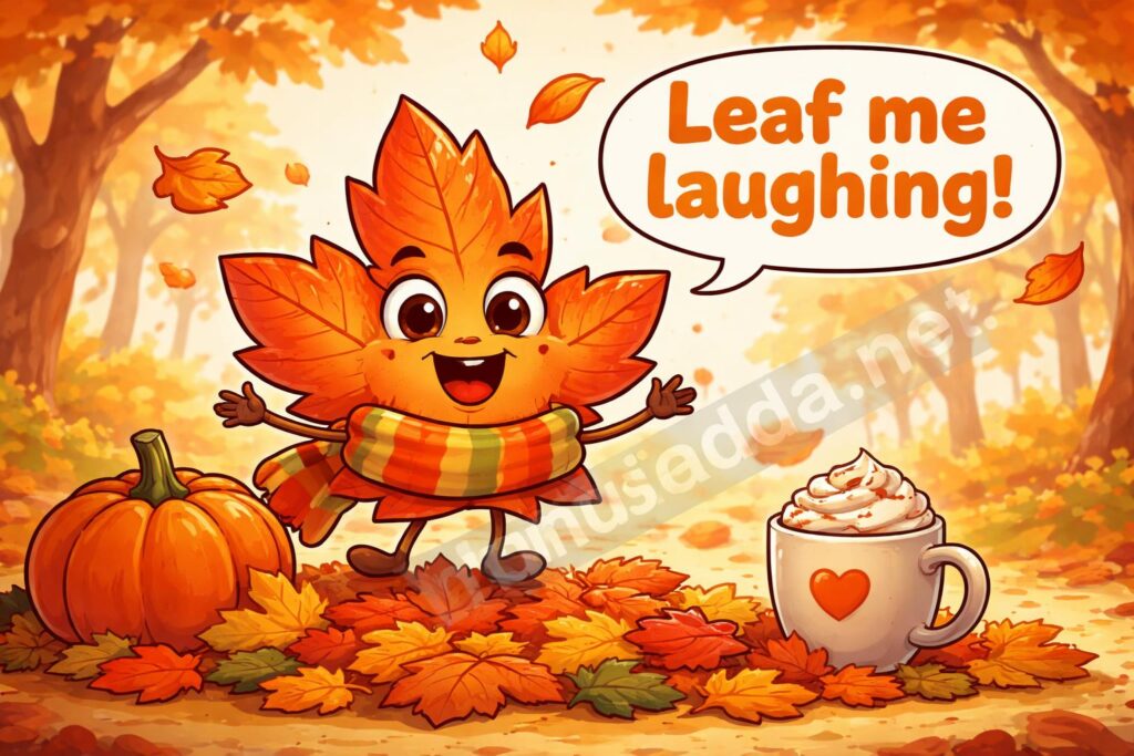 Fall puns leaf everyone laughing hero