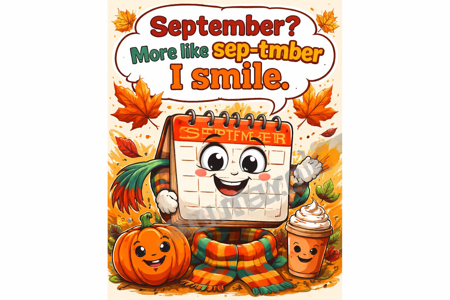 Fall september puns cartoon hero