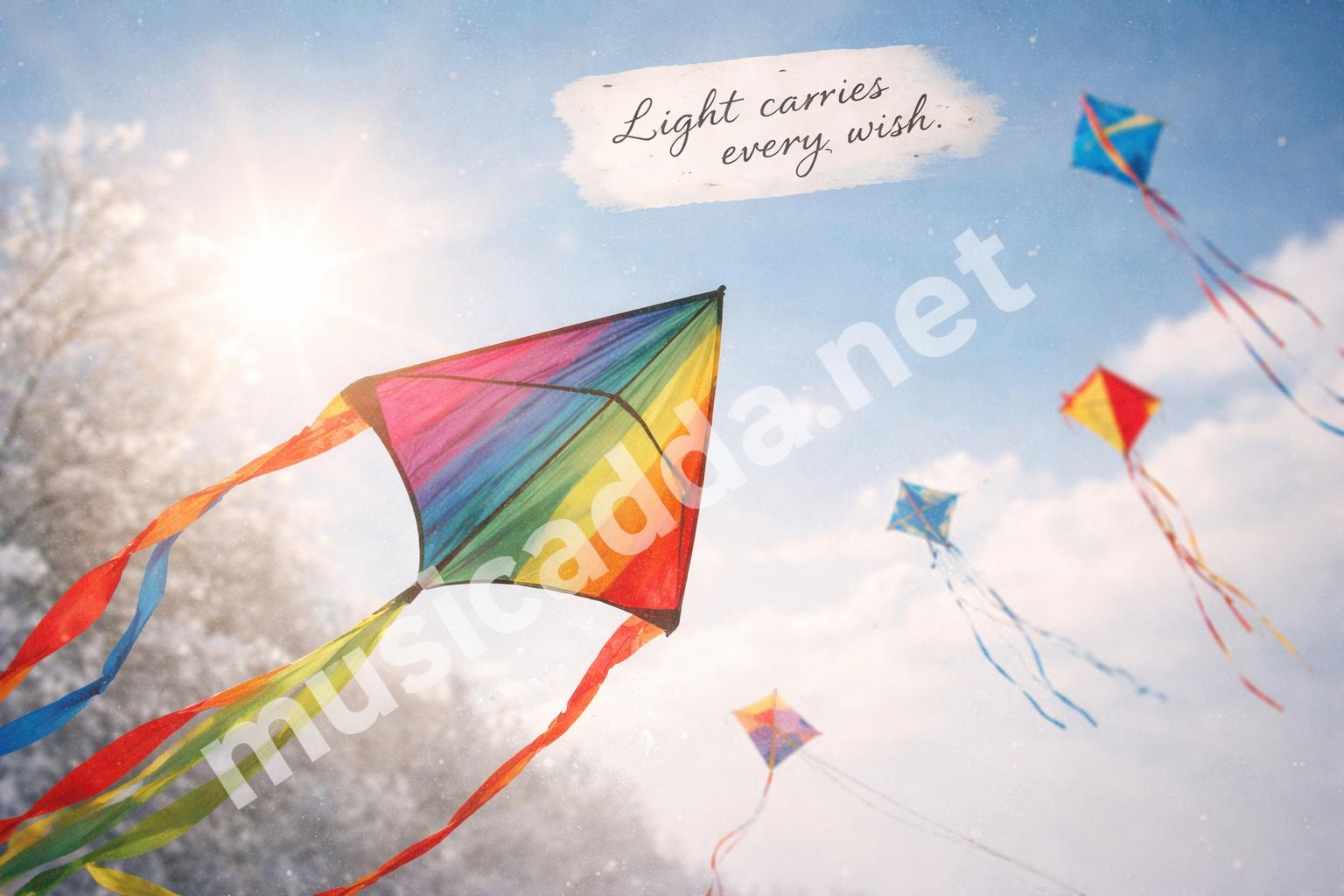 Festival kites and sunlight close up