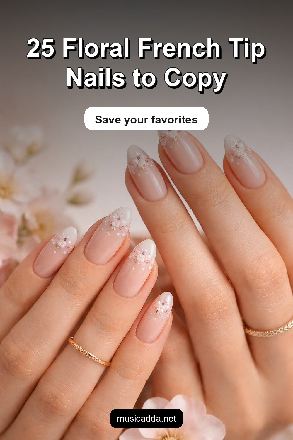 Pinterest image for 67 Floral French Tip Nails That Look Elegant, Feminine & Expensive