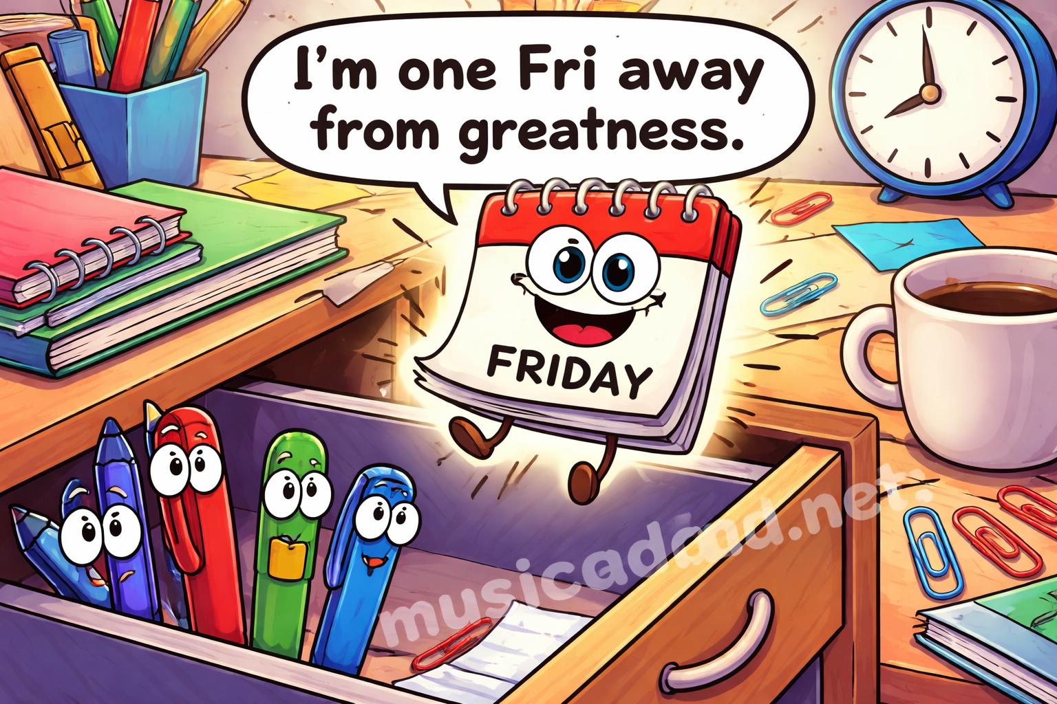 Friday puns silly desk reaction