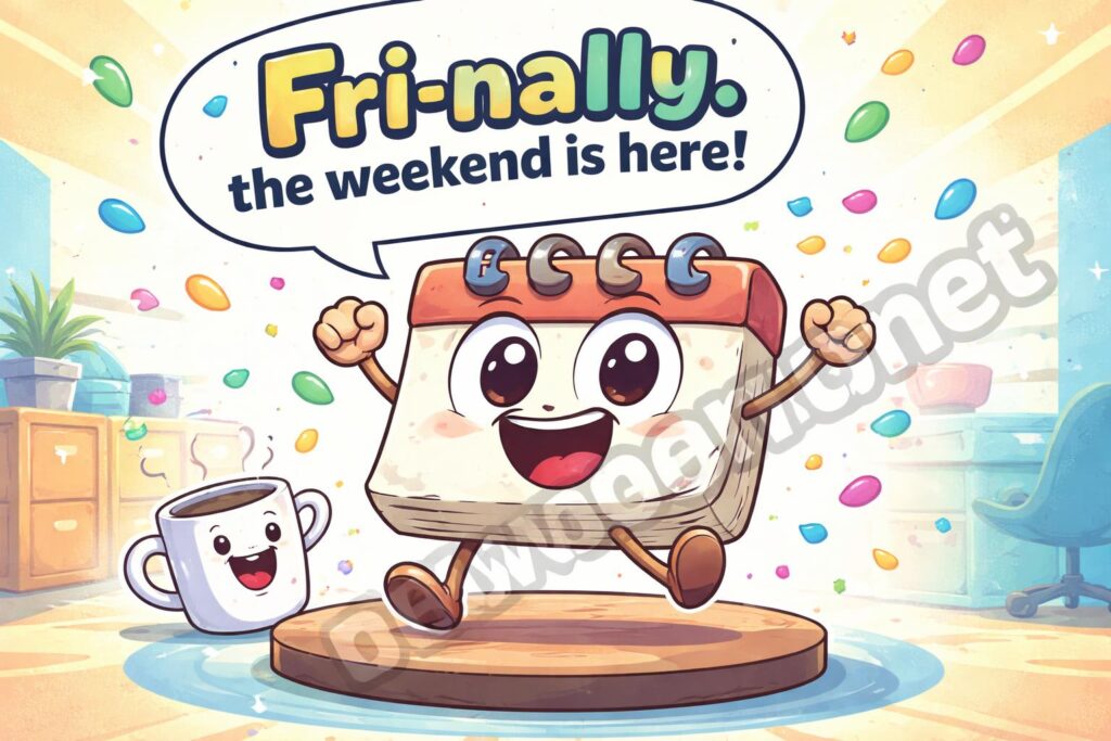 Friday puns weekend hero cartoon