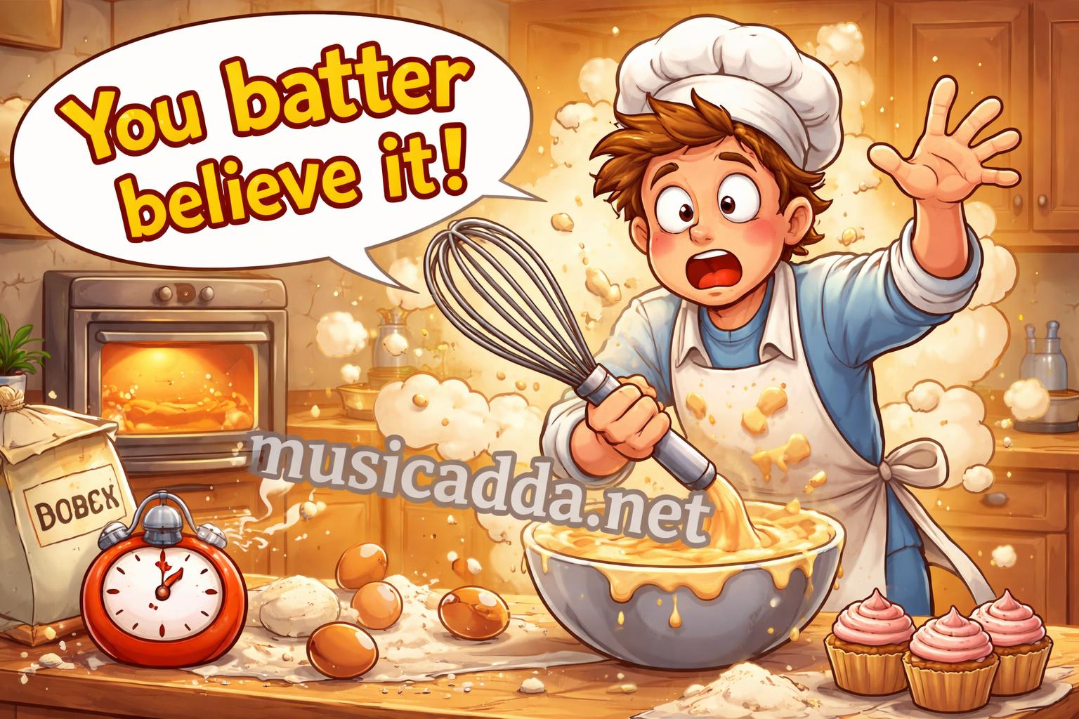 Funny baker whisk reaction cartoon