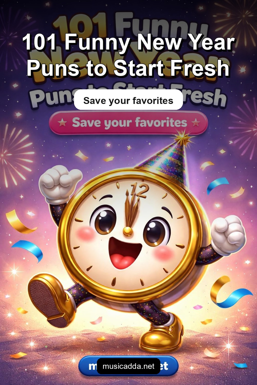 Pinterest image for 101 Funny New Year Puns to Start Fresh
