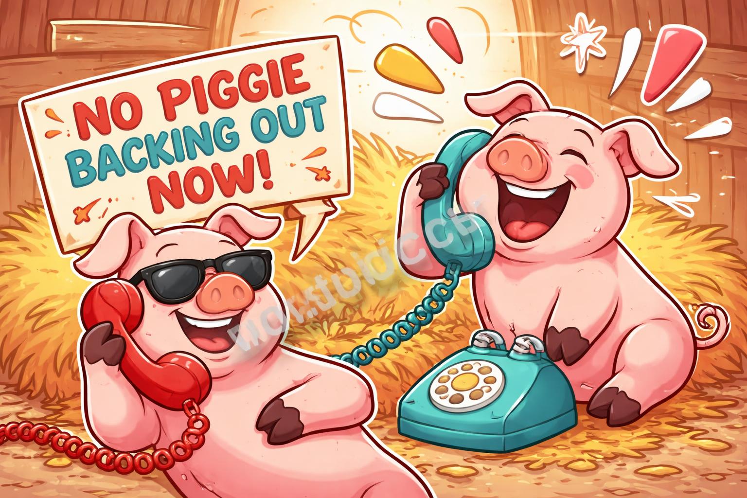 Funny pig puns group chat cartoon