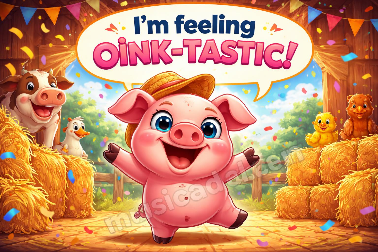 Funny pig puns hero cartoon