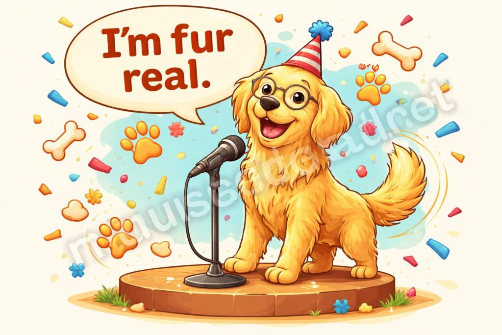 Fur real funny dog puns hero cartoon