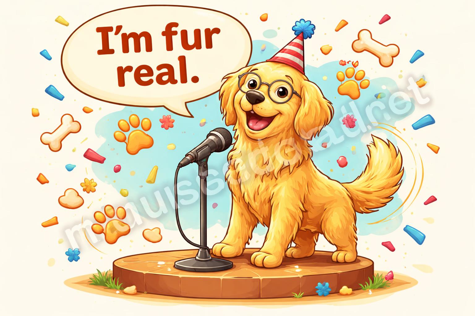 Fur real funny dog puns hero cartoon