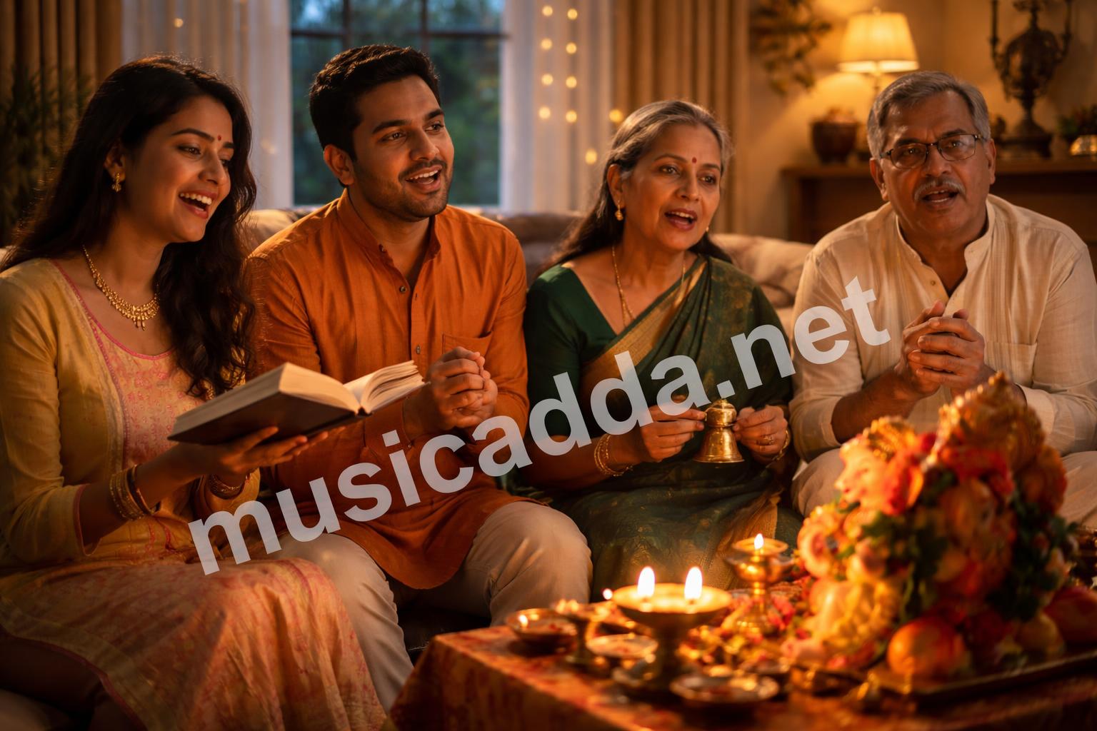 Ganesh aarti family singing together