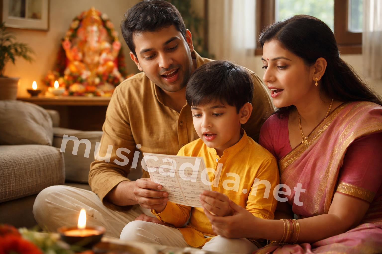 Ganesh aarti kids family puja