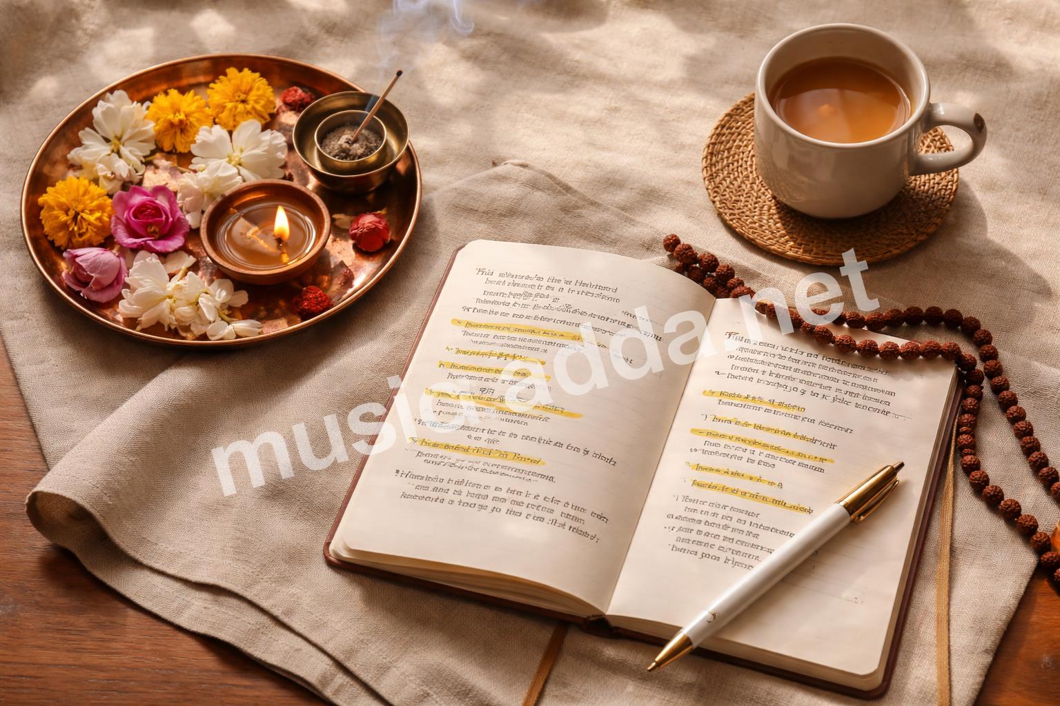 Ganesh aarti line by line meaning flatlay