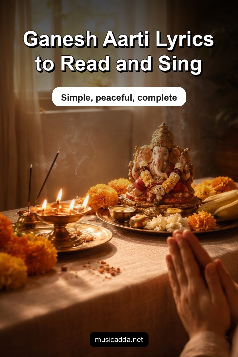 Pinterest image for Jai Ganesh Aarti Lyrics in Hindi: **जय गणेश जय गणेश देवा** Complete Aarti