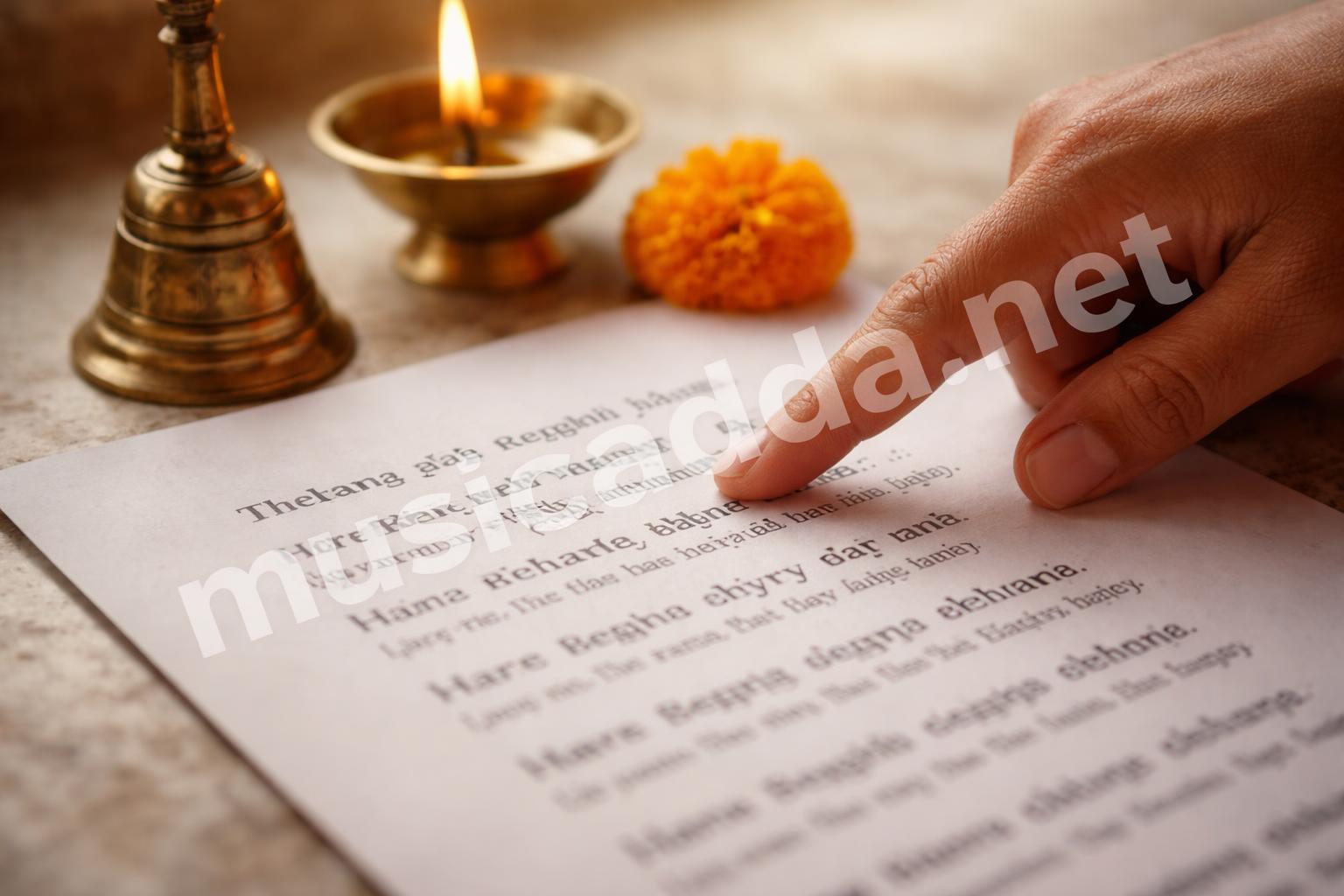 Ganesh aarti pronunciation notes closeup
