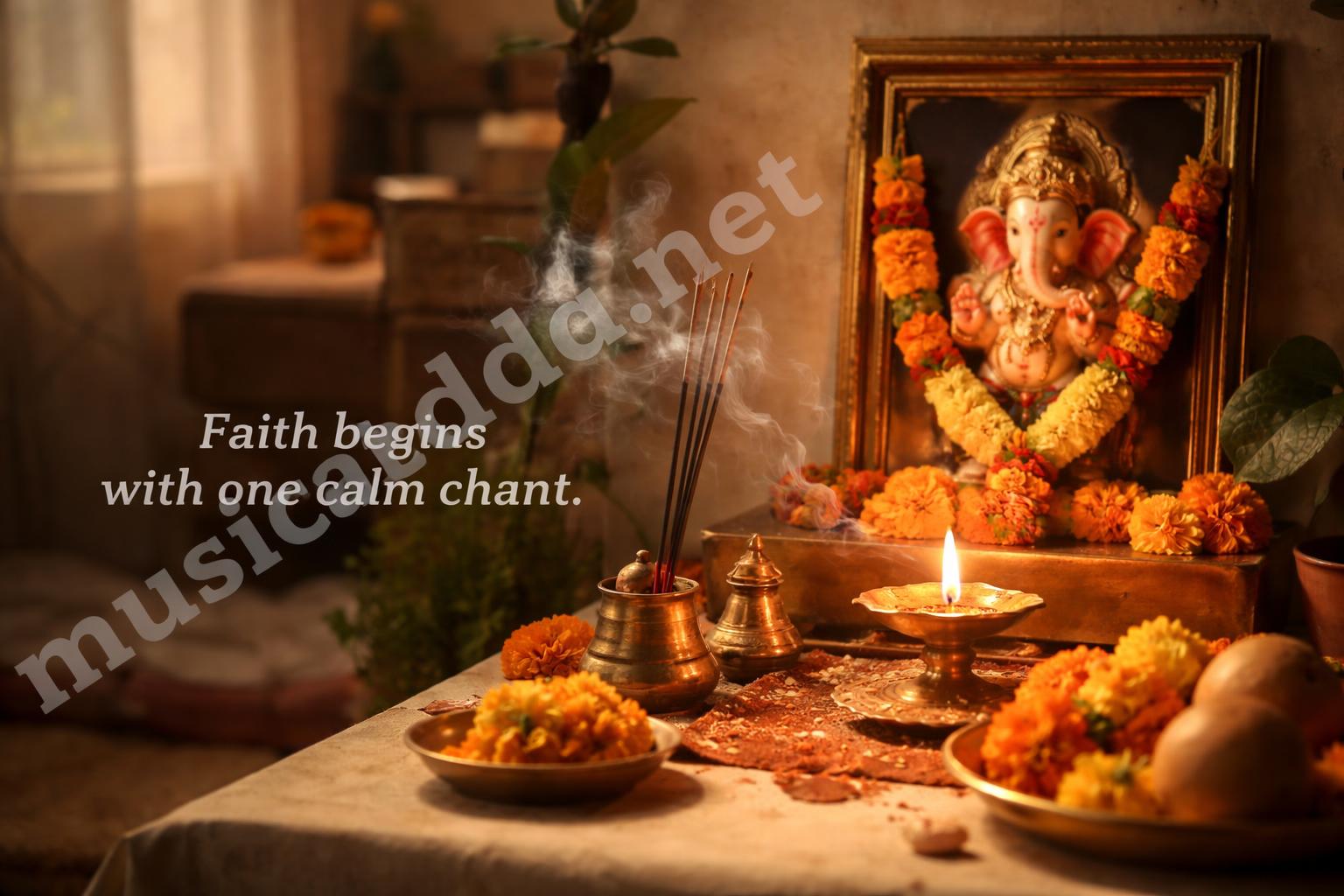 Ganesh ji ki aarti home prayer setup