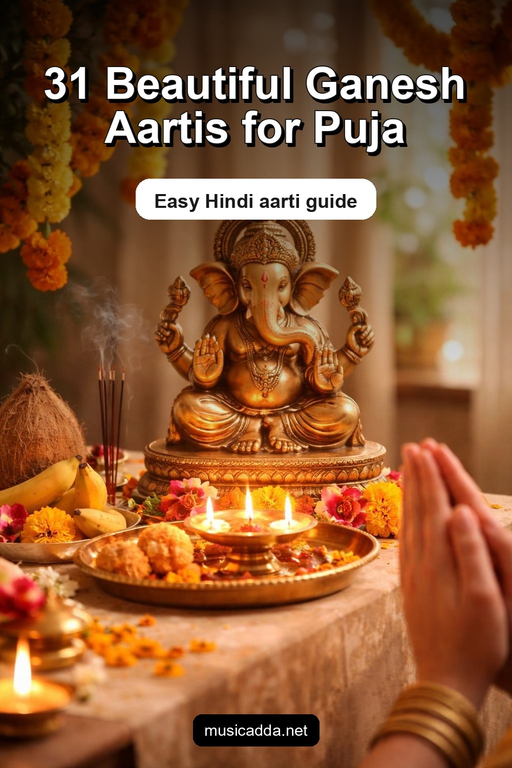 Pinterest image for Ganesh Aarti in Hindi: 31 Beautiful Aartis for Ganpati Puja