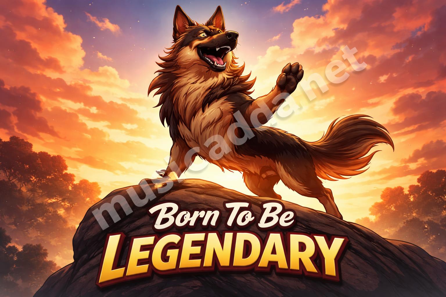 German shepherd dramatic cartoon pose