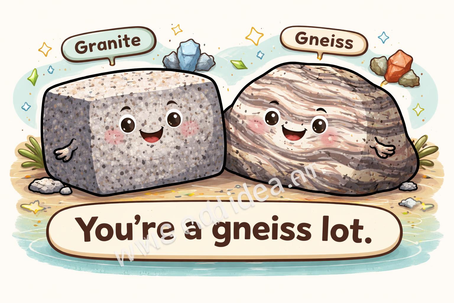 Granite and gneiss joke card