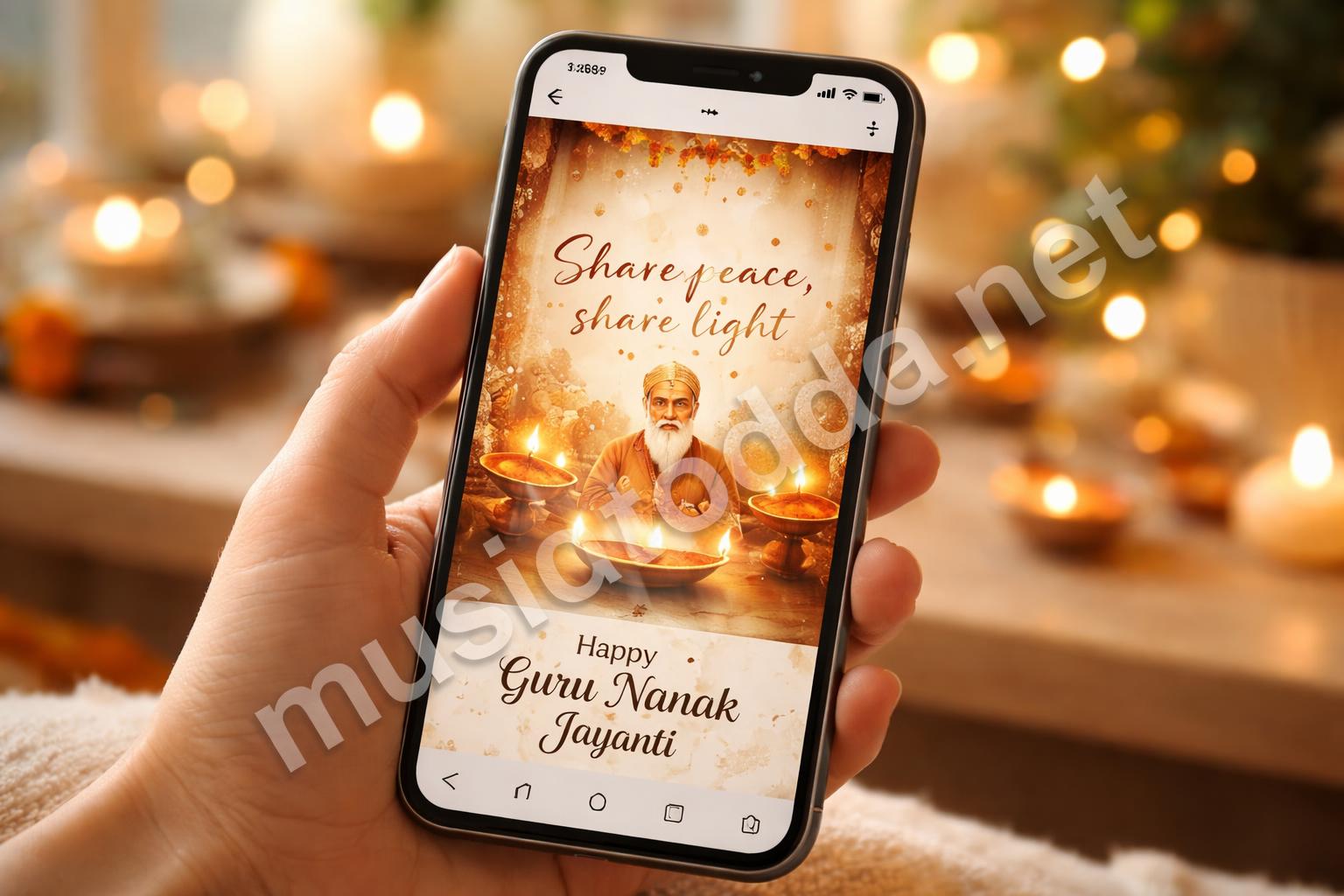 Guru nanak jayanti social media post in hand