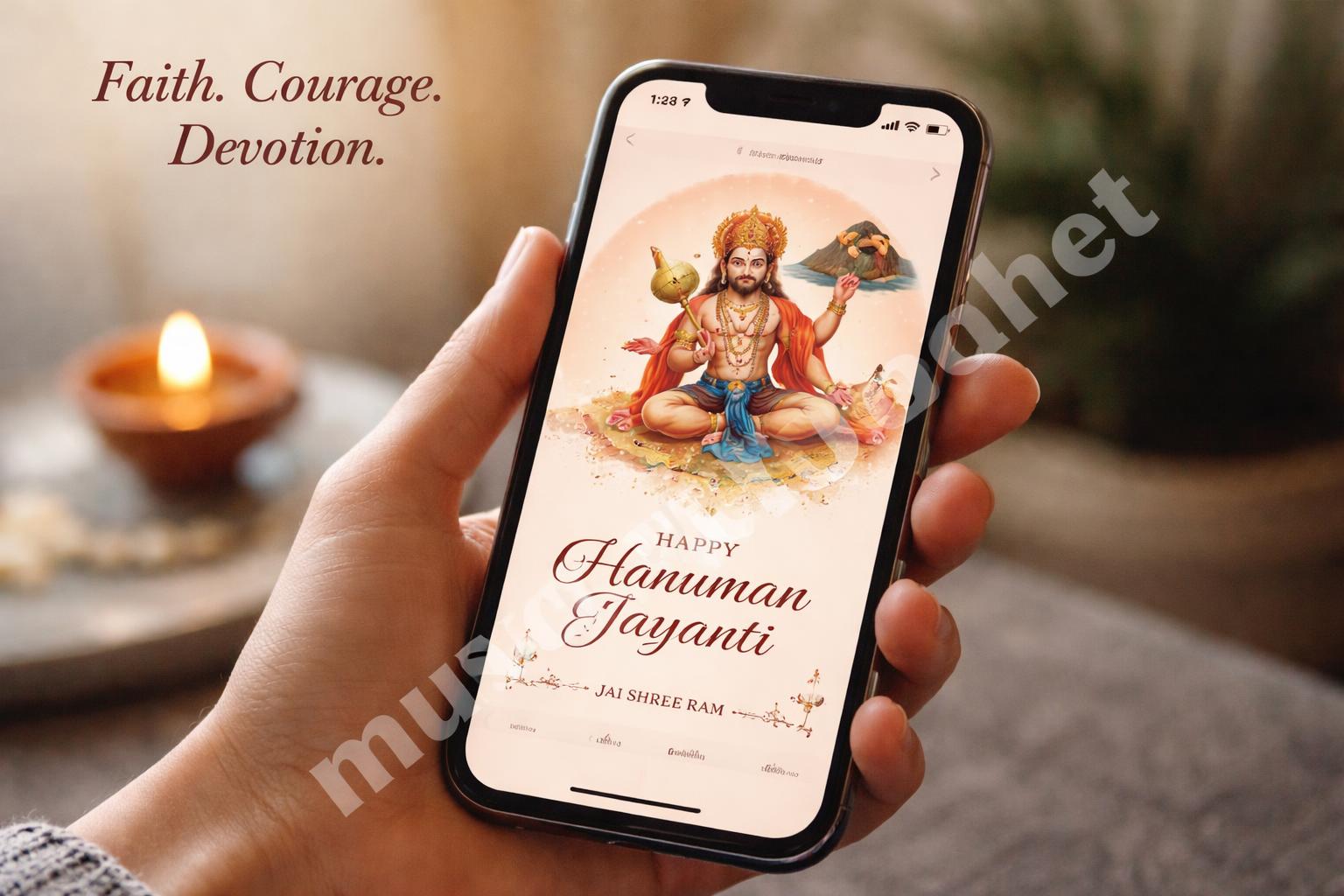 Hanuman jayanti short quotes smartphone screen