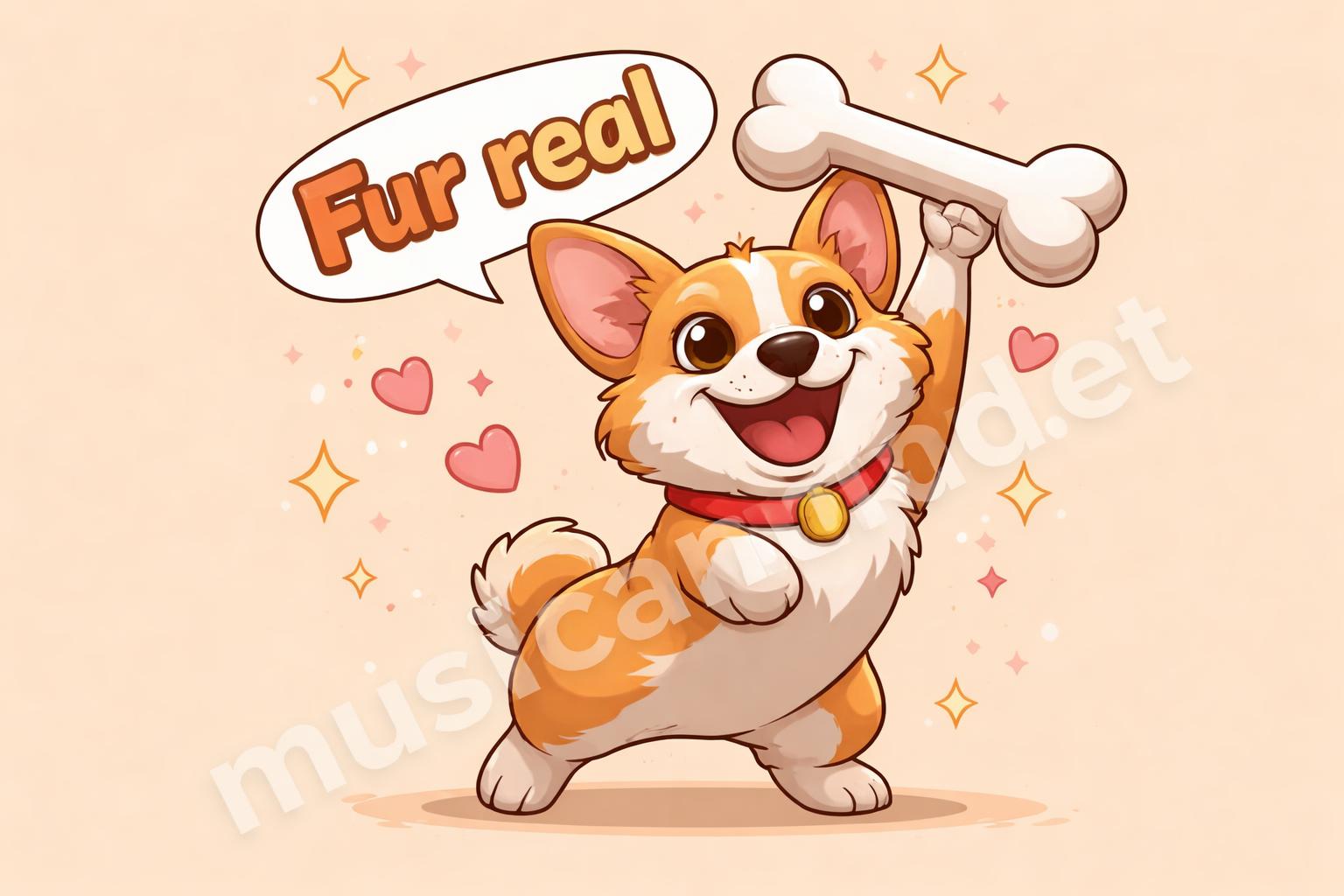 Happy dog with bone pun