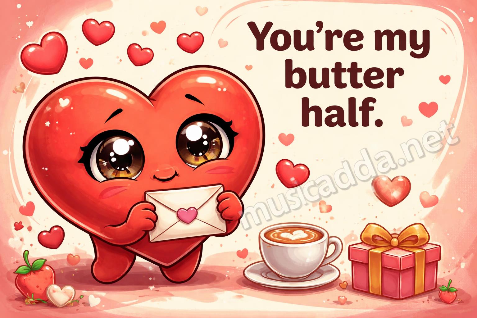 Heart shaped pun card illustration