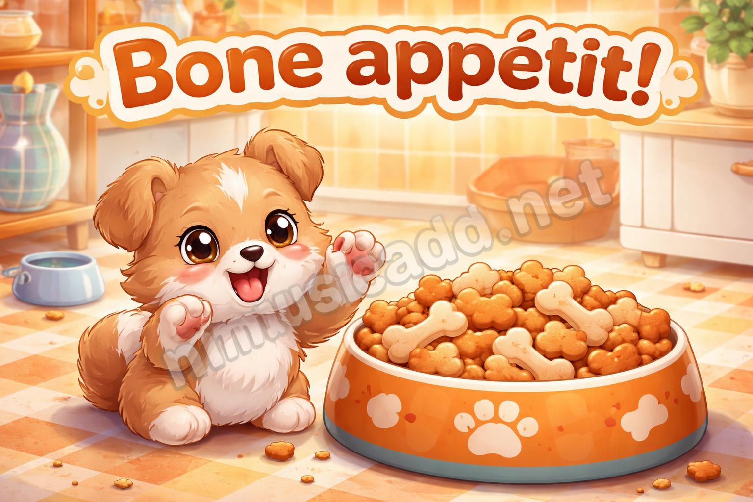 Hungry puppy biscuit cartoon