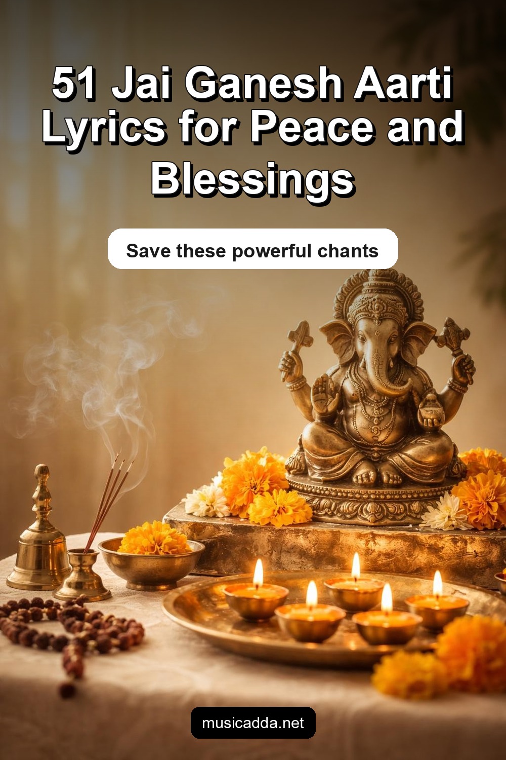 Pinterest image for 51 Jai Ganesh Aarti Lyrics to Bring Blessings, Peace & Prosperity