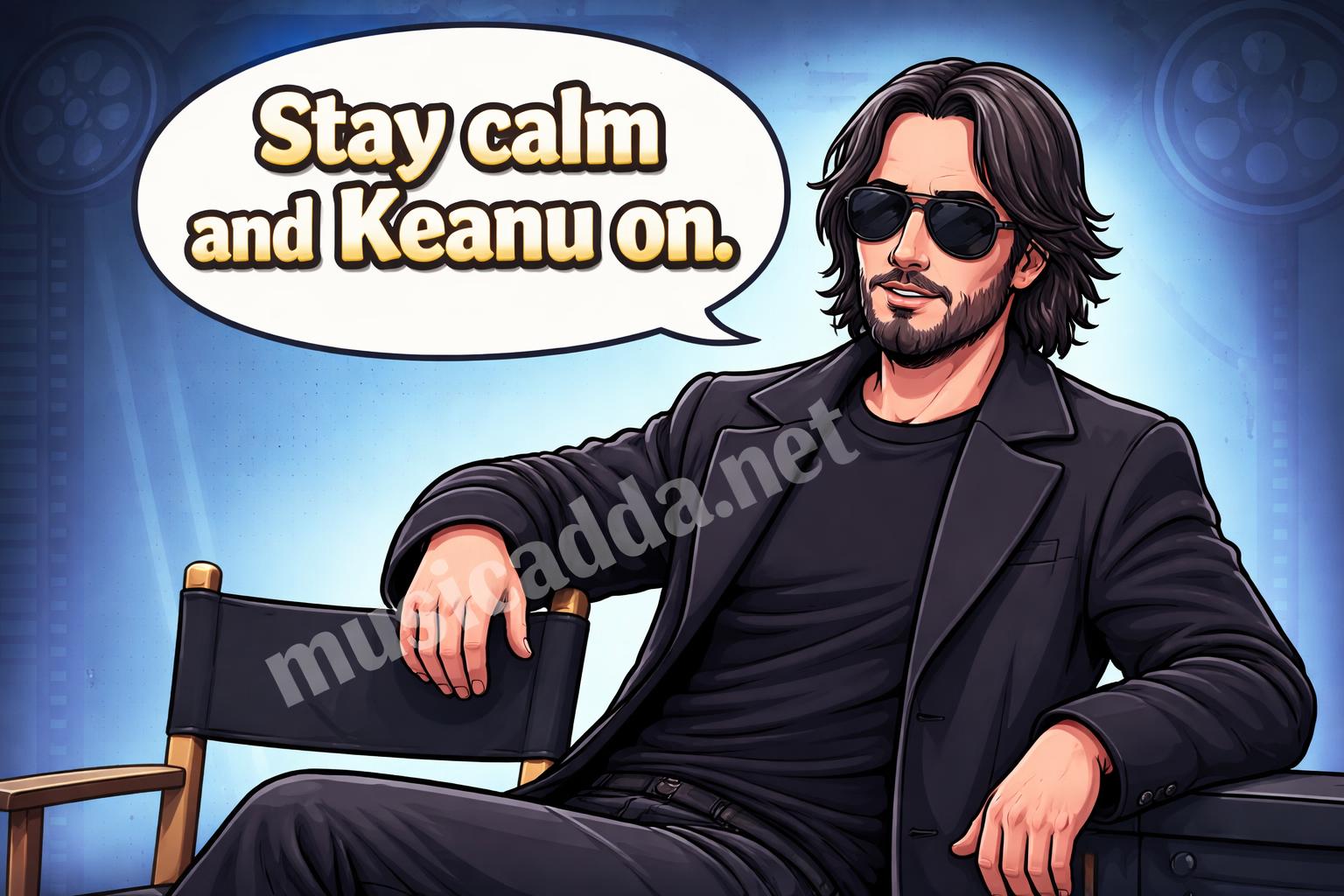 Keanu reeves puns calm sunglasses cartoon