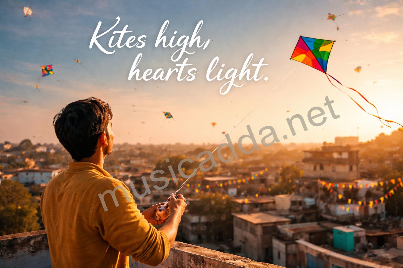 Kite flying on makar sankranti sky