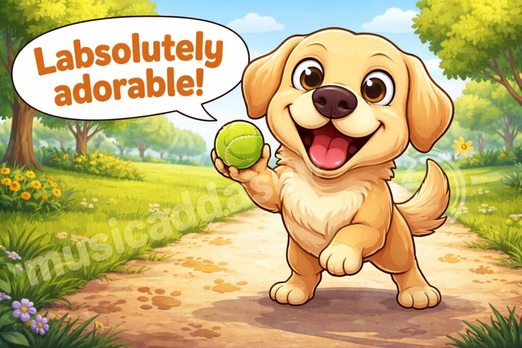 Labrador puns hero cartoon