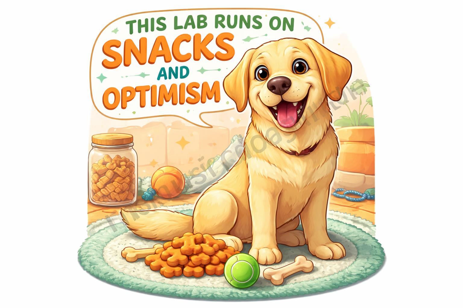 Labrador puns snacks and optimism dog