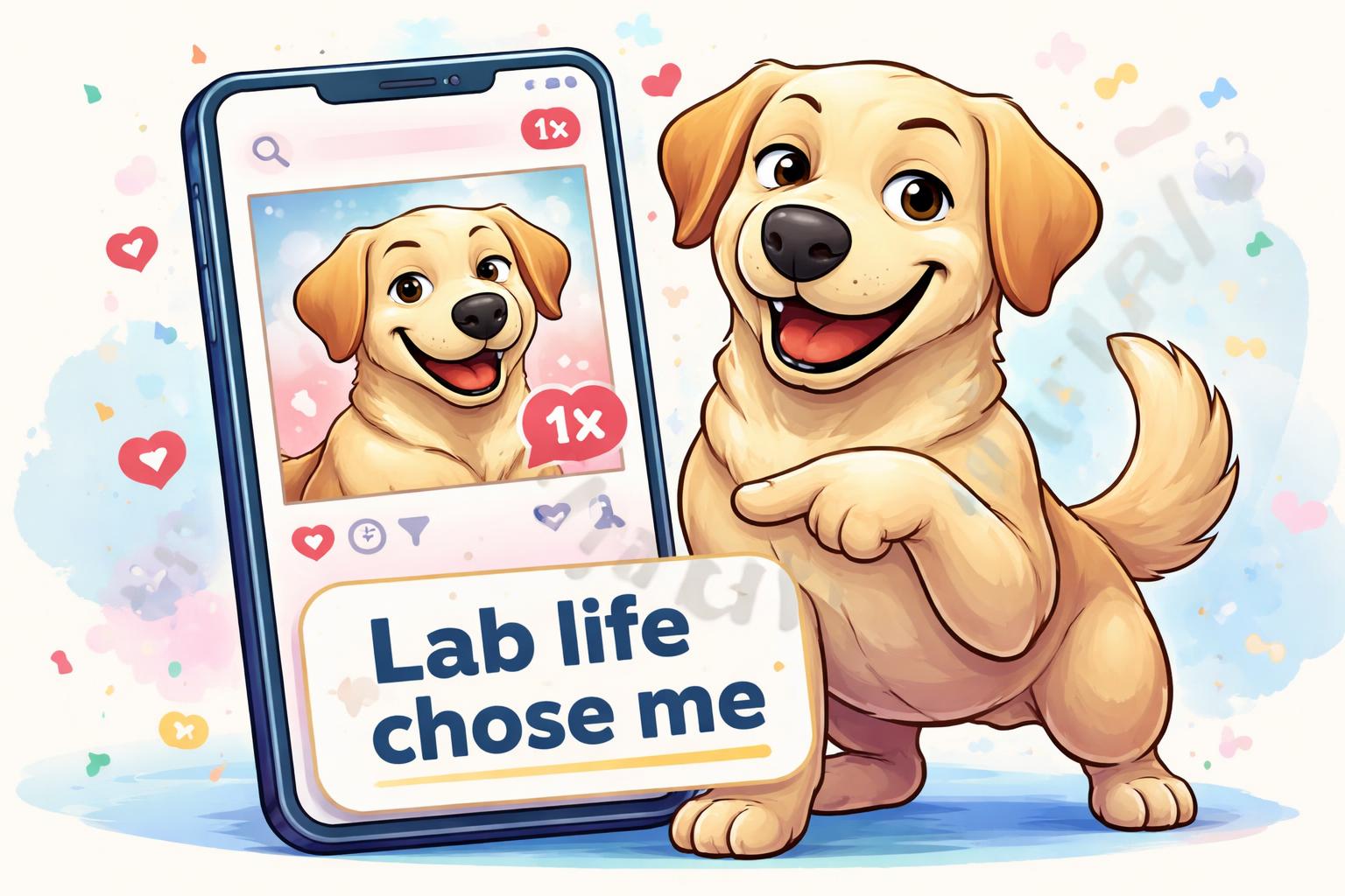 Labrador puns social caption dog